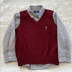 Andy and Evan Original Penguin Red Sweater Vest with Collared Shirt Boys Sz 5
